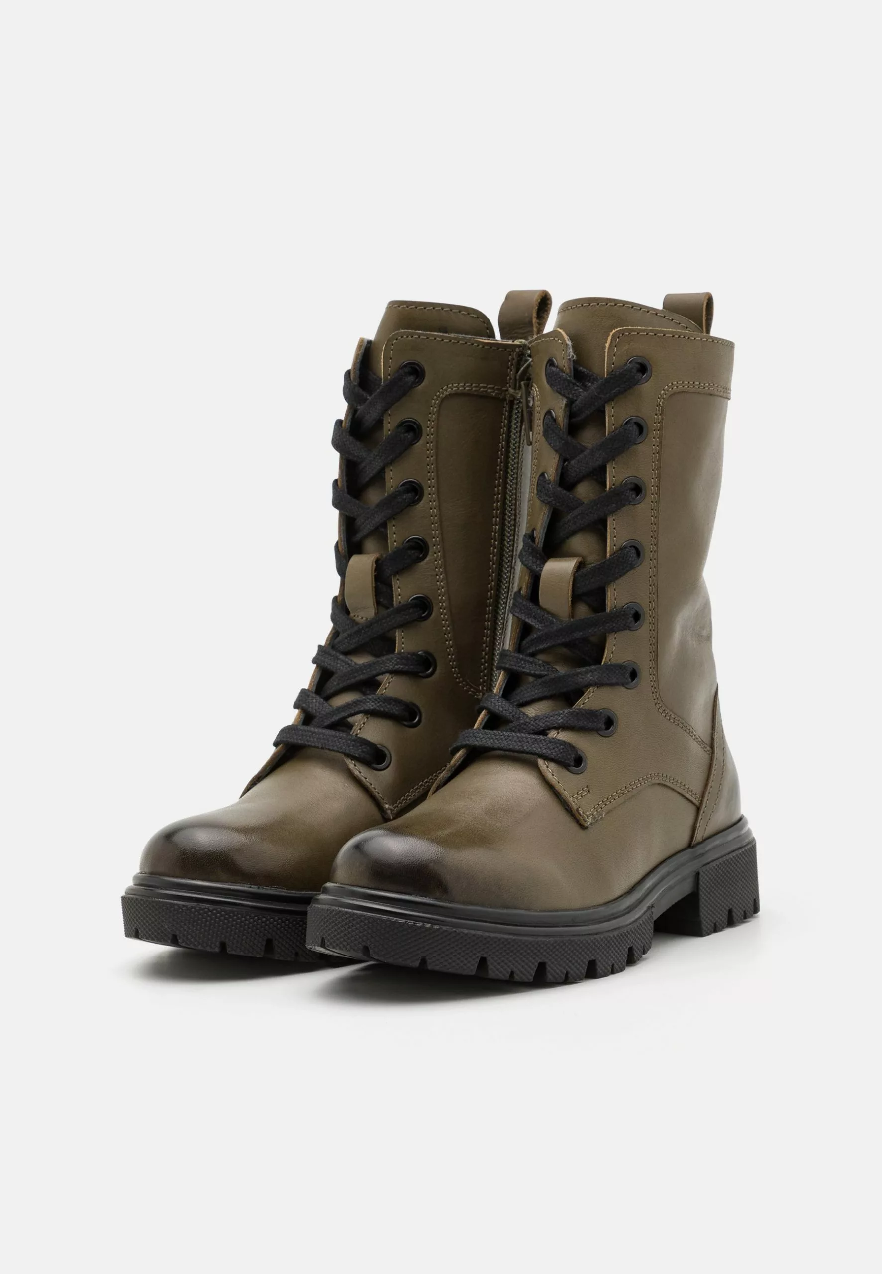 Friboo Leather - Veterlaarzen - Khaki 2 Friboo Leather - Veterlaarzen - Khaki - Afbeelding 2